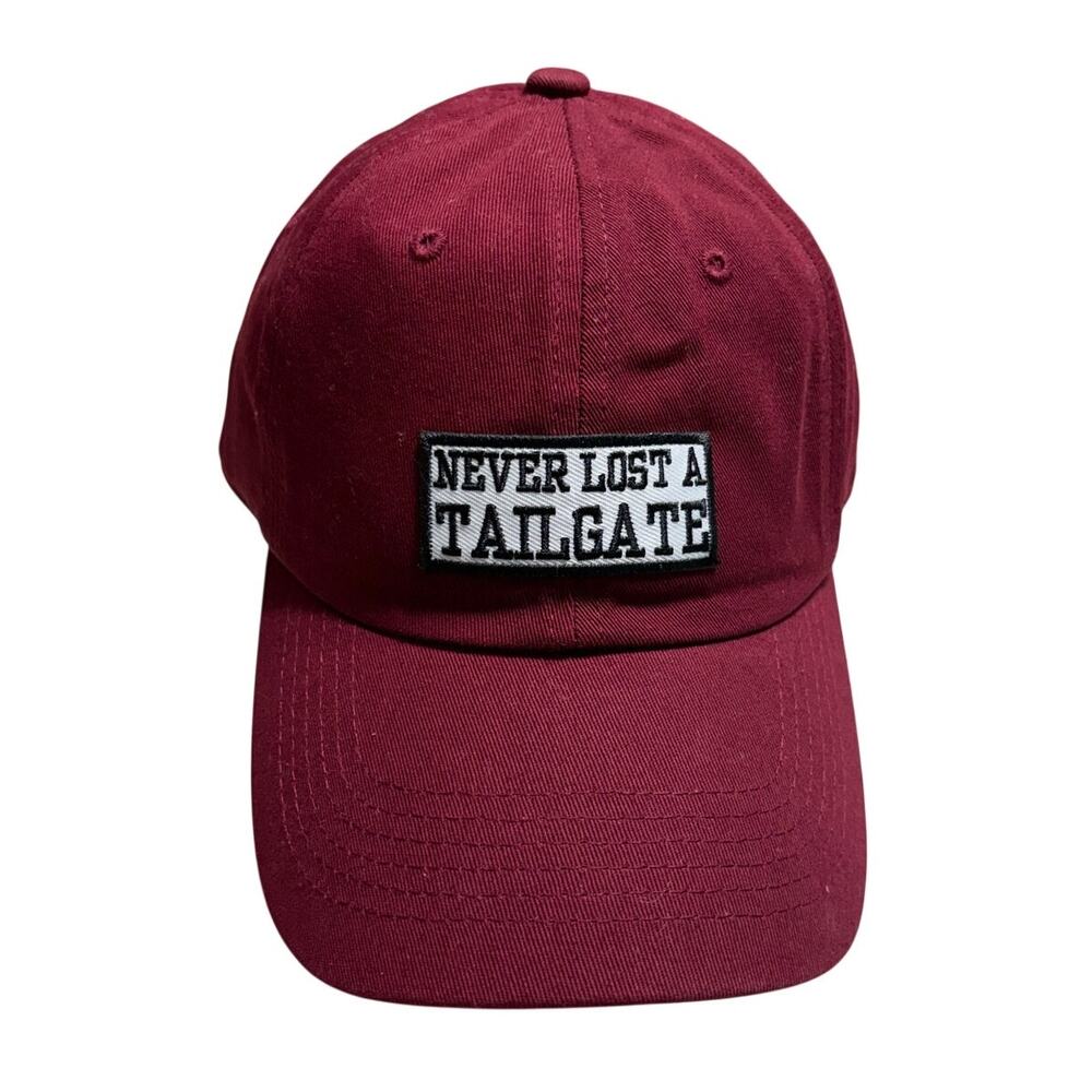 Ethos "Never Lost a Tailgate" Baseball Cap Hat Adjustable O/S Red Crimson New